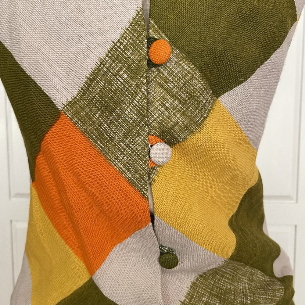 Vintage‎ 1960's Pixie Mod Shift Dress Bold Check Plaid Sleeveless Gogo Women's 7 - Picture 10 of 16
